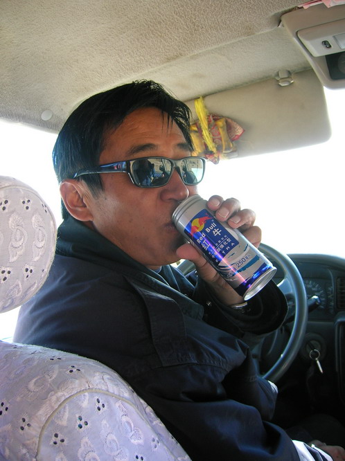 Our driver Migmar loading up on \'Red Bull Extra\'. 